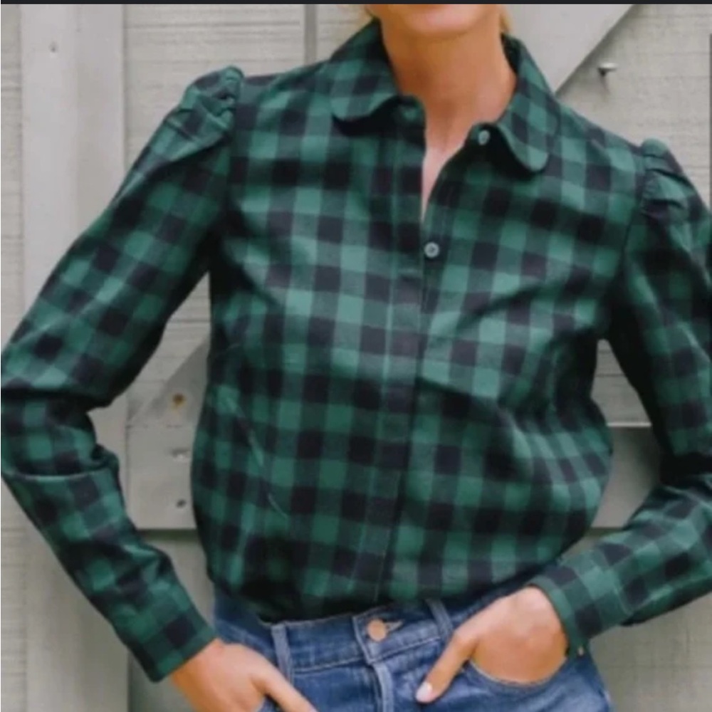 Tuckernuck Green Plaid Women's Top size XS